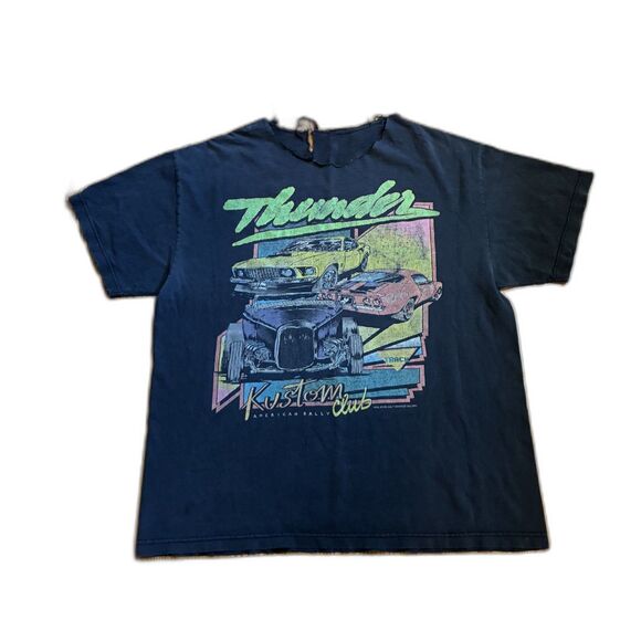 john galt Tops - John Galt Vintage Distressed Off Shoulder Race Car Graphic Grunge Y2K Tee